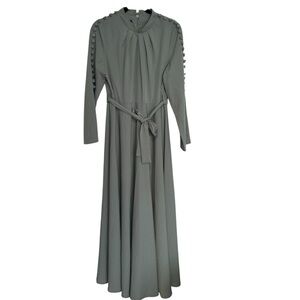 Elegant Green Long Sleeve Maxi Dress